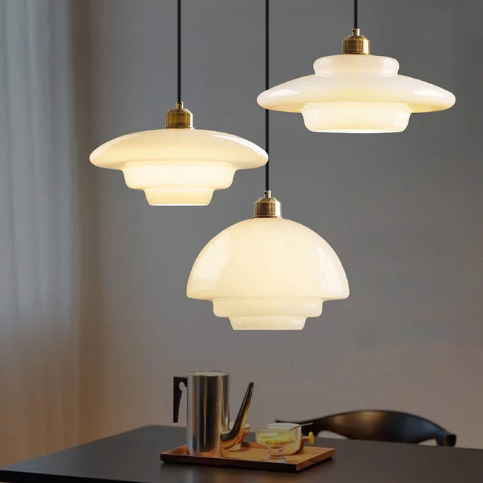 Elegante Pendelleuchte aus Milchglas mit verstellbarer Aufhängung – Hängeleuchte für den Esstisch in verschiedenen Größen - Image 4