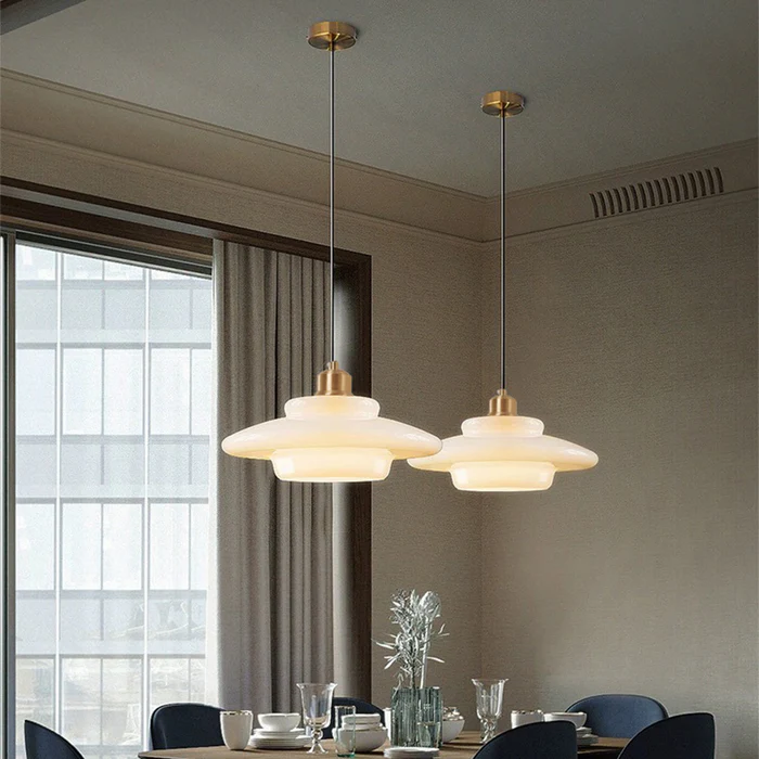 Elegante Pendelleuchte aus Milchglas mit verstellbarer Aufhängung – Hängeleuchte für den Esstisch in verschiedenen Größen - Image 7