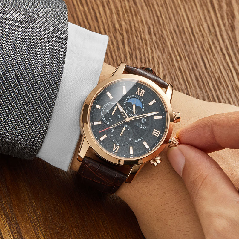 Elegante Quarzuhr mit luxuriösem Lederarmband - Image 10