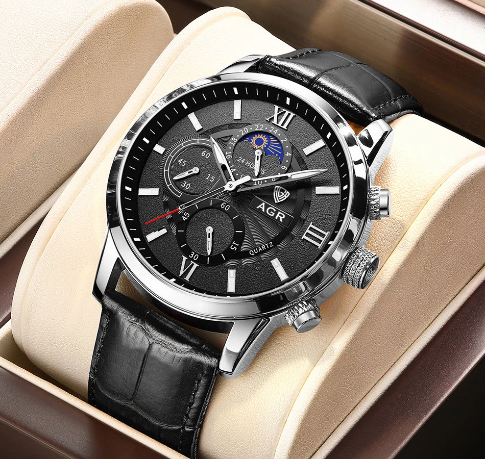 Elegante Quarzuhr mit luxuriösem Lederarmband - Image 3