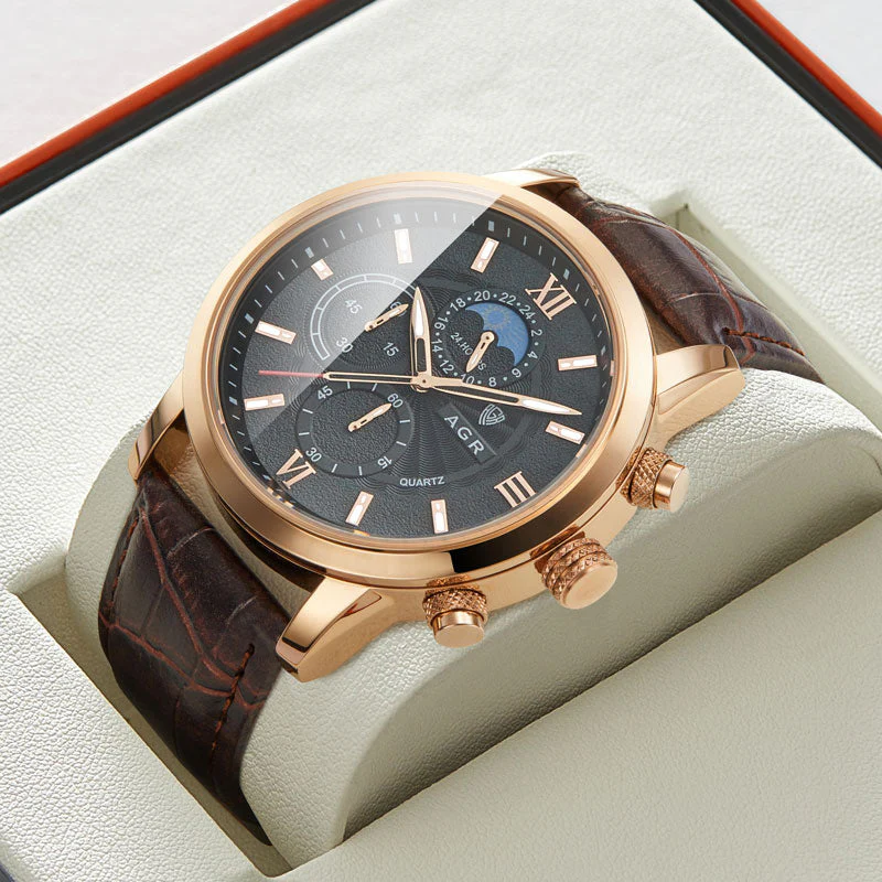 Elegante Quarzuhr mit luxuriösem Lederarmband - Image 8