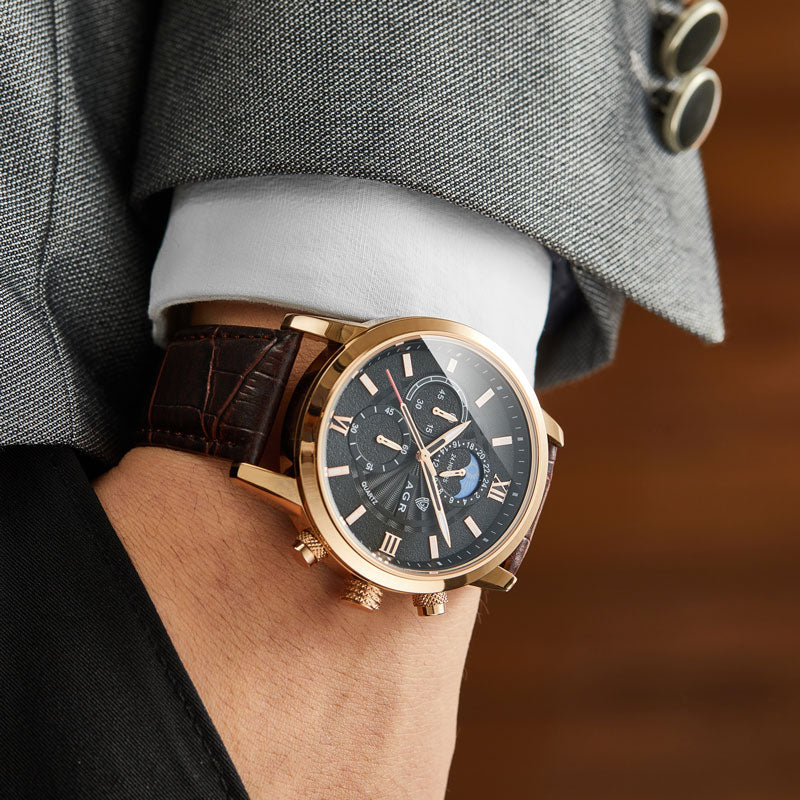 Elegante Quarzuhr mit luxuriösem Lederarmband - Image 9