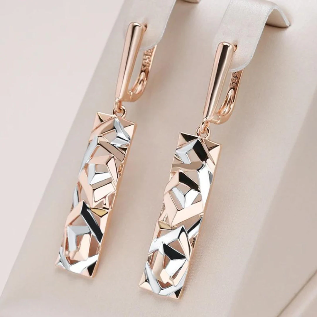 Elegante rechteckige Ohrringe aus Gold und Silber