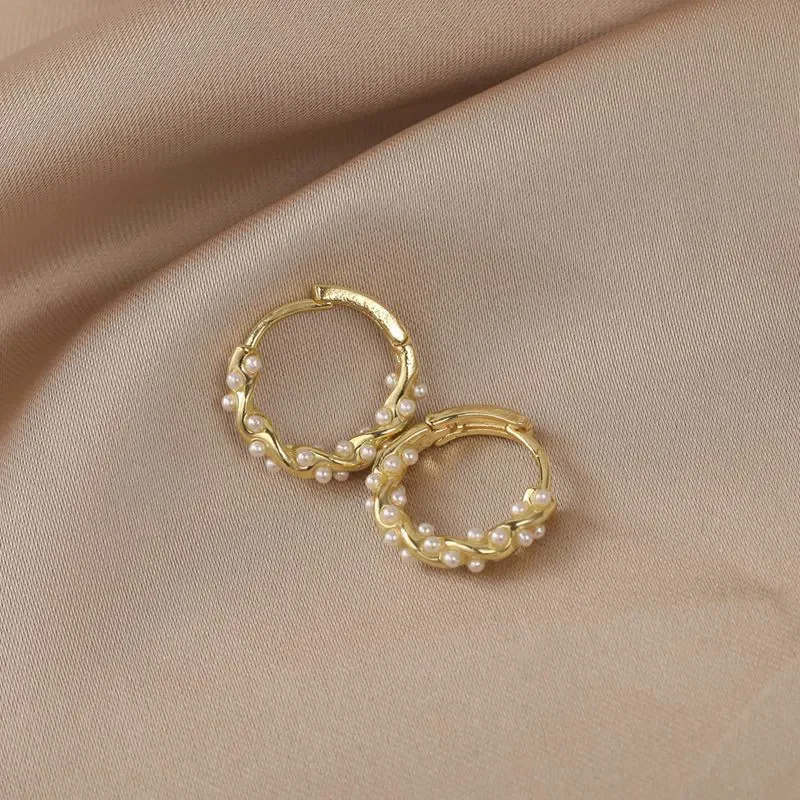 Elegante runde Perlenohrringe mit Intarsien - Image 3
