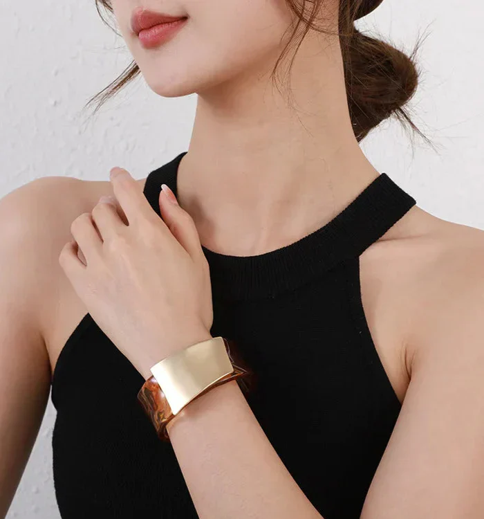 Elegante Statement Damen Armreif Manschette Gold Silber - Image 3