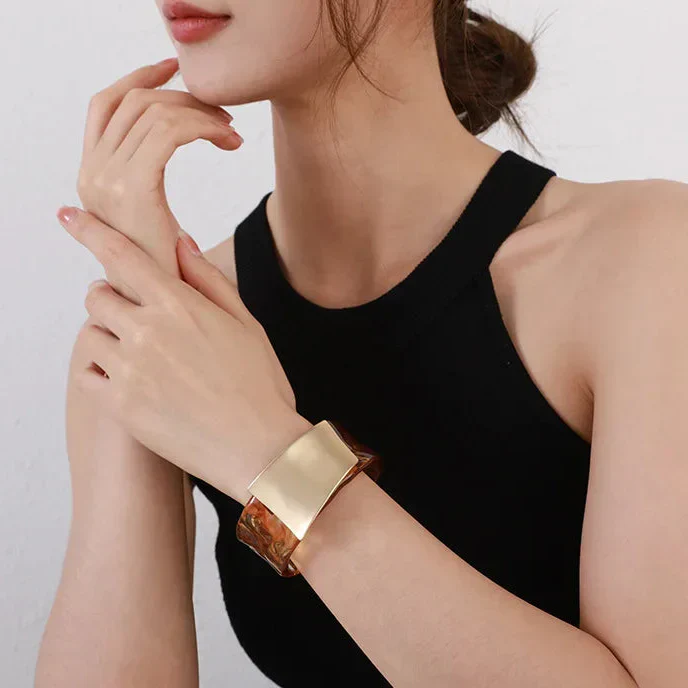 Elegante Statement Damen Armreif Manschette Gold Silber - Image 5