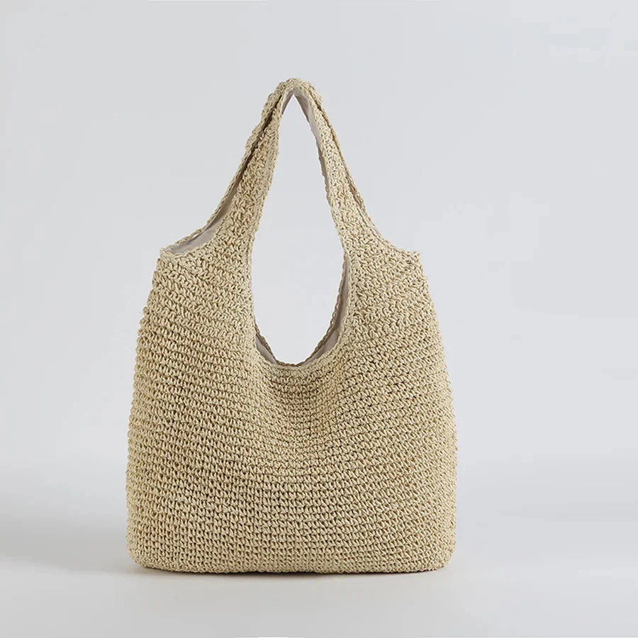 Elegante Strandtasche aus Stroh für Damen, großes Fassungsvermögen, Korbgeflecht - Image 7
