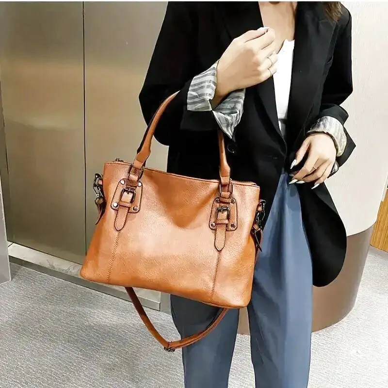 Elegante Vintage-Handtasche für Damen, weiches Material, großes Fassungsvermögen - Image 2
