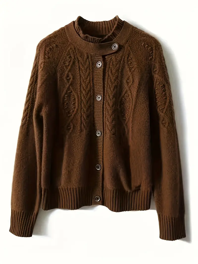 ELEGANTER BRAUNER KABELSTRICK-CARDIGAN | STILVOLL, KOMFORTABEL, VIELSEITIG - Image 2