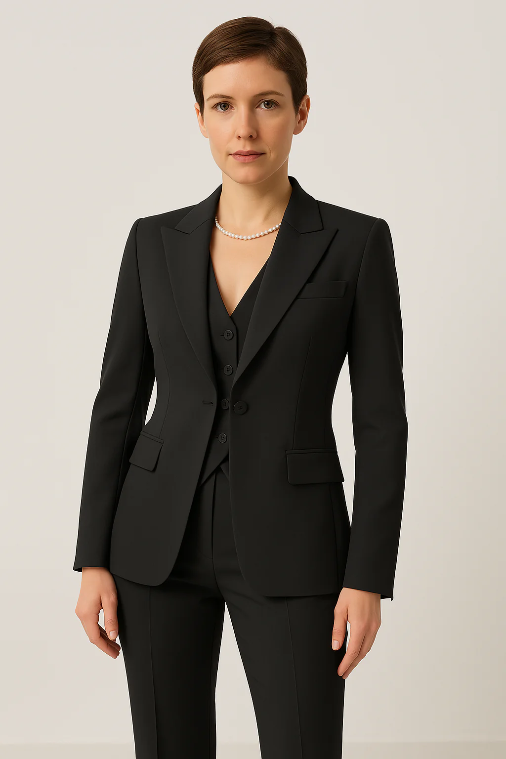 Eleganter Damen 3-Teiler Business Hosenanzug mit Weste - Image 2