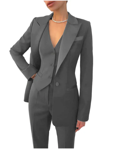 Eleganter Damen 3-Teiler Business Hosenanzug mit Weste - Image 5