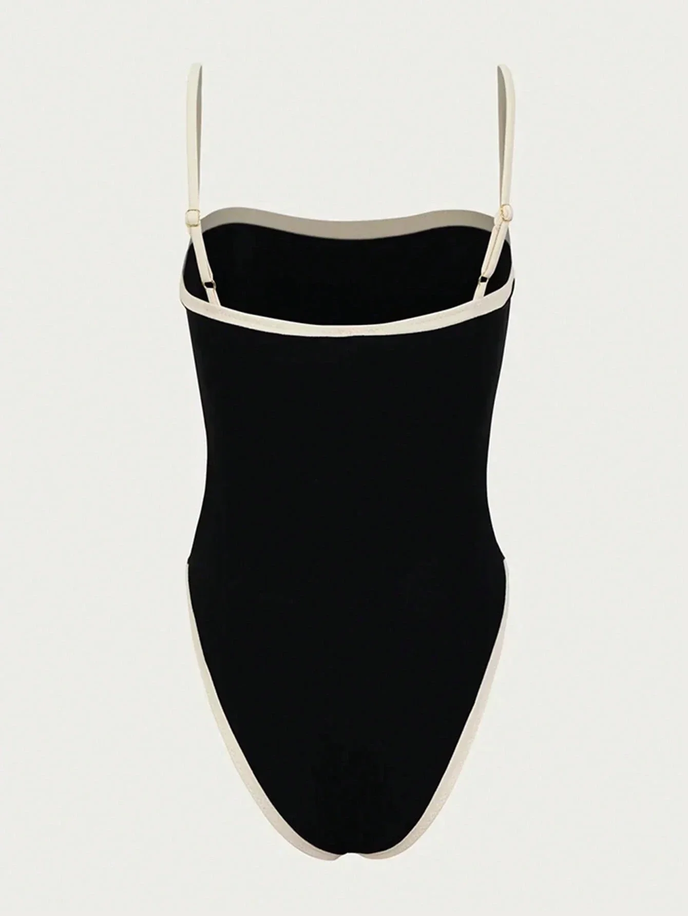 Eleganter Damen Badeanzug Schwarz – Einteiler mit hohem Beinausschnitt & stilvollen Kontrastdetails - Image 2