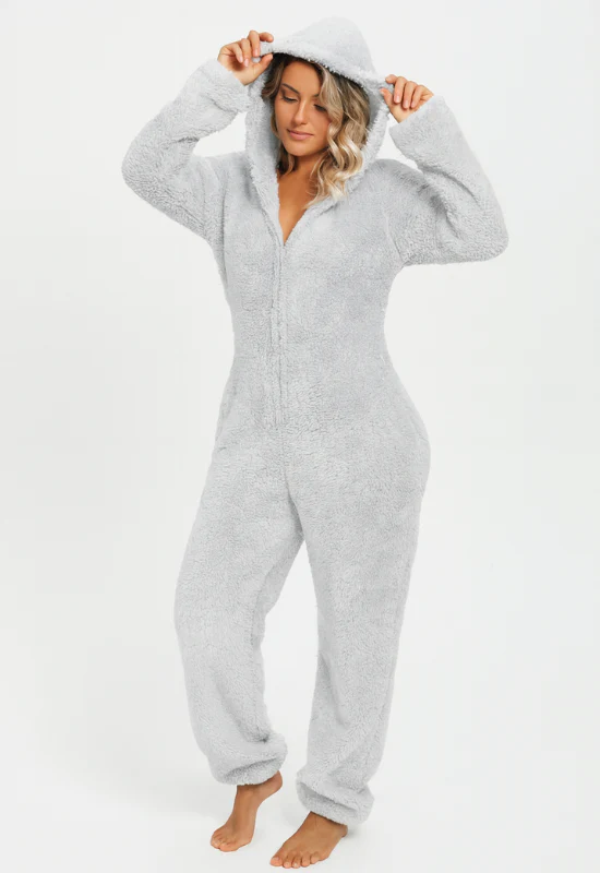 Eleganter Damen-Fleece-Overall mit Kapuze - Image 4