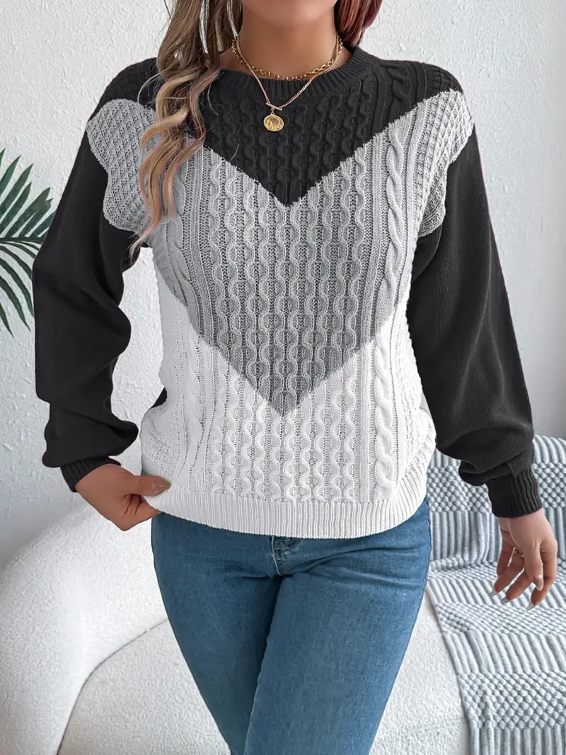 ELEGANTER FARBBLOCK RUNDHALS-PULLOVER | MODERNER STIL, KOMFORTABEL, VIELSEITIG - Image 5