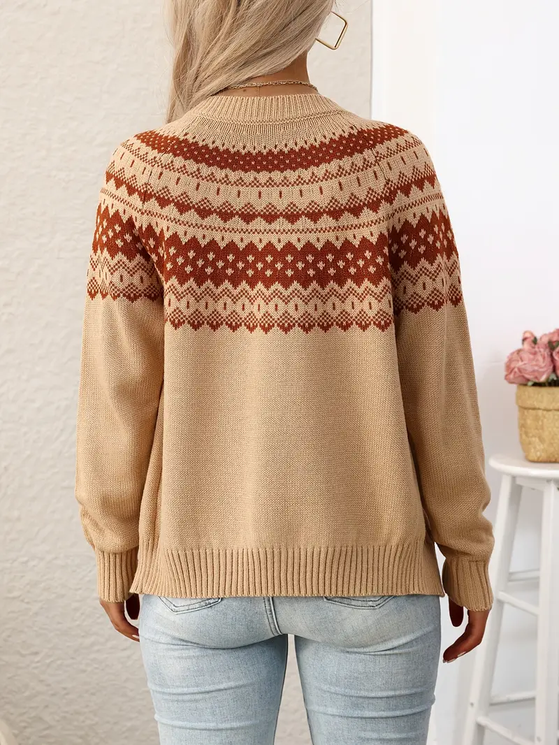 ELEGANTER GEOMETRISCHER MUSTER STRICKCARDIGAN | MODERNER STIL, KOMFORTABEL, VIELSEITIG - Image 3