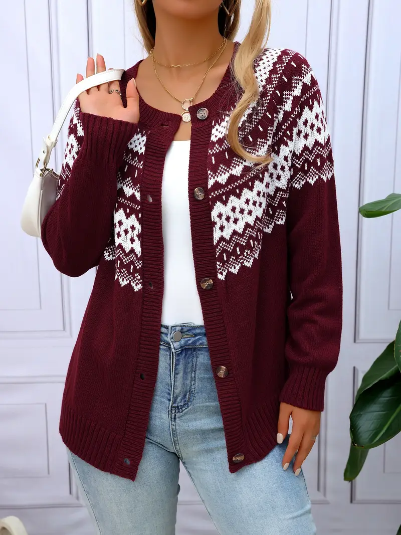 ELEGANTER GEOMETRISCHER MUSTER STRICKCARDIGAN | MODERNER STIL, KOMFORTABEL, VIELSEITIG - Image 7