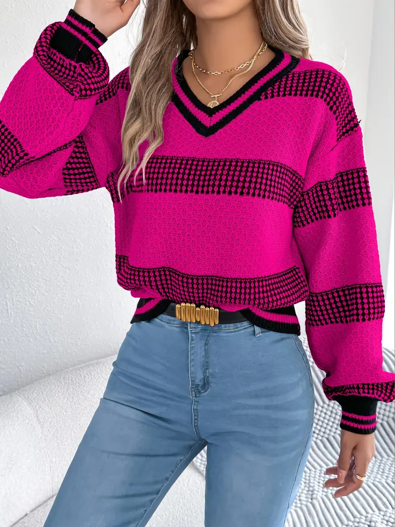 ELEGANTER GESTREIFTER V-AUSSCHNITT-PULLOVER | MODERNER STIL, HOHER KOMFORT - Image 3