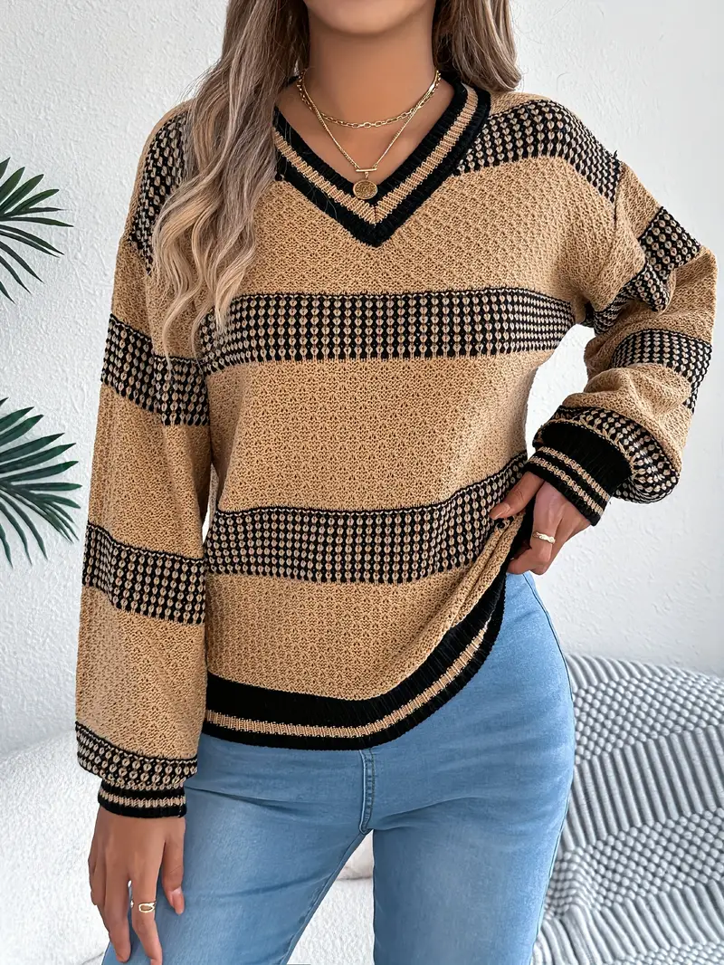 ELEGANTER GESTREIFTER V-AUSSCHNITT-PULLOVER | MODERNER STIL, HOHER KOMFORT - Image 5