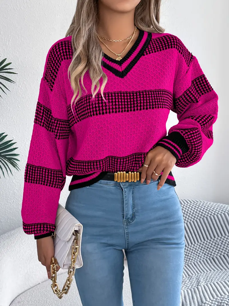 ELEGANTER GESTREIFTER V-AUSSCHNITT-PULLOVER | MODERNER STIL, HOHER KOMFORT - Image 6