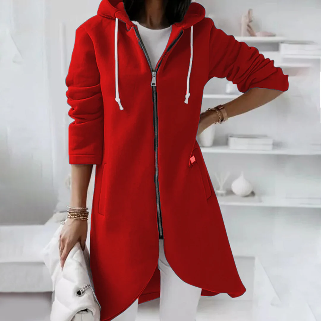 Eleganter Langer Damen-Kapuzenpullover | mit Reißverschluss - Image 7