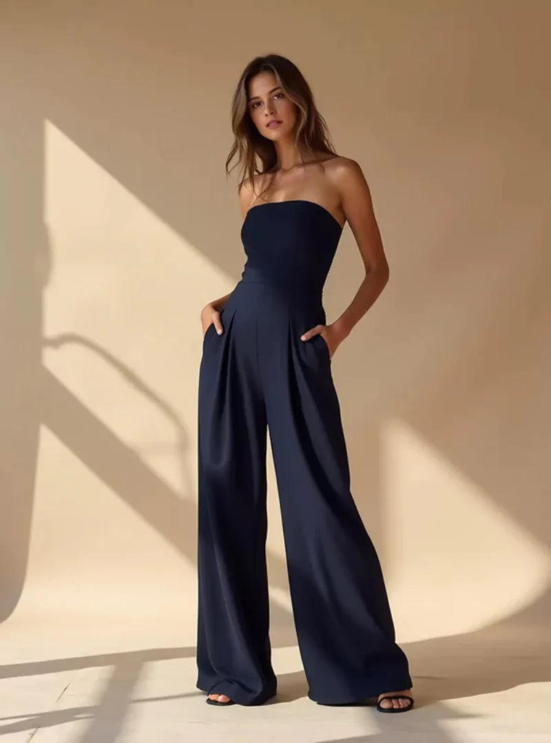 Eleganter trägerloser Jumpsuit für Damen – Weit geschnitten für den Sommer - Image 7