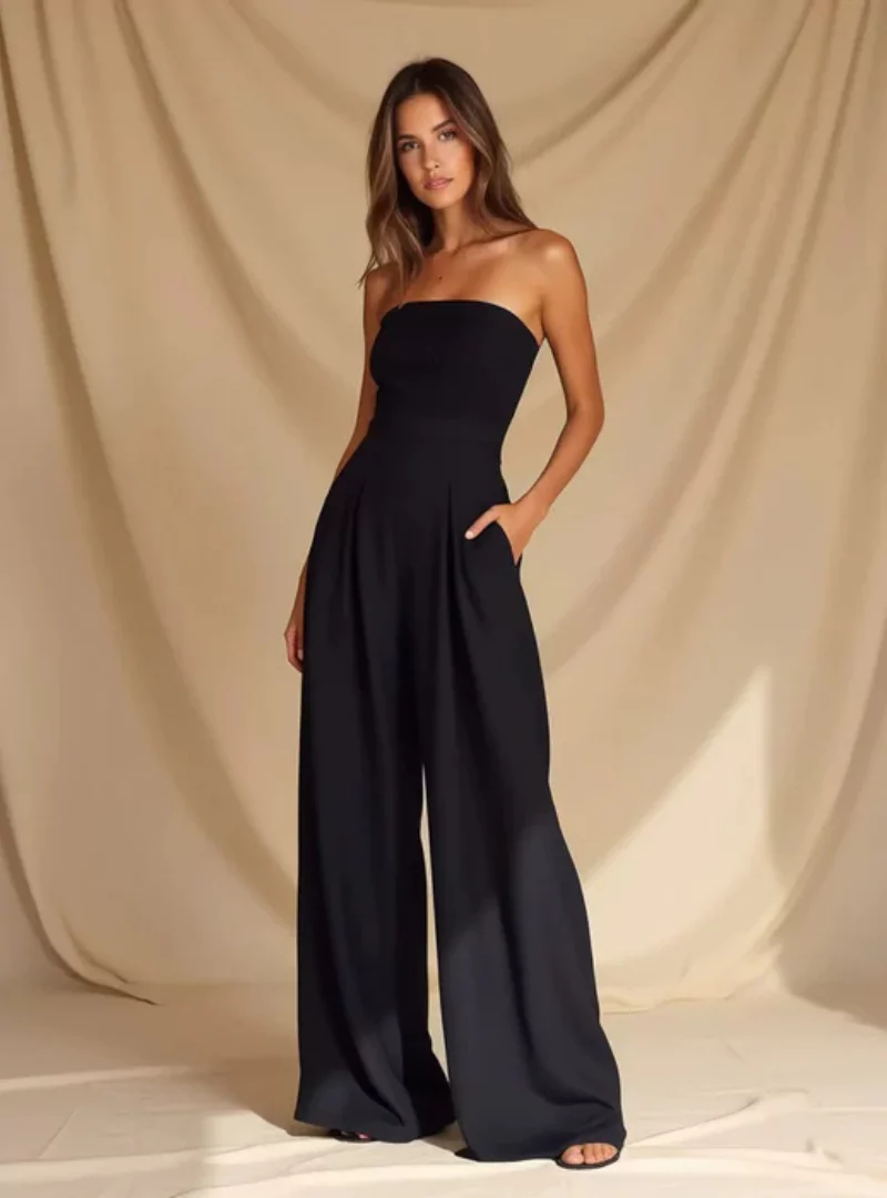 Eleganter trägerloser Jumpsuit für Damen – Weit geschnitten für den Sommer - Image 8