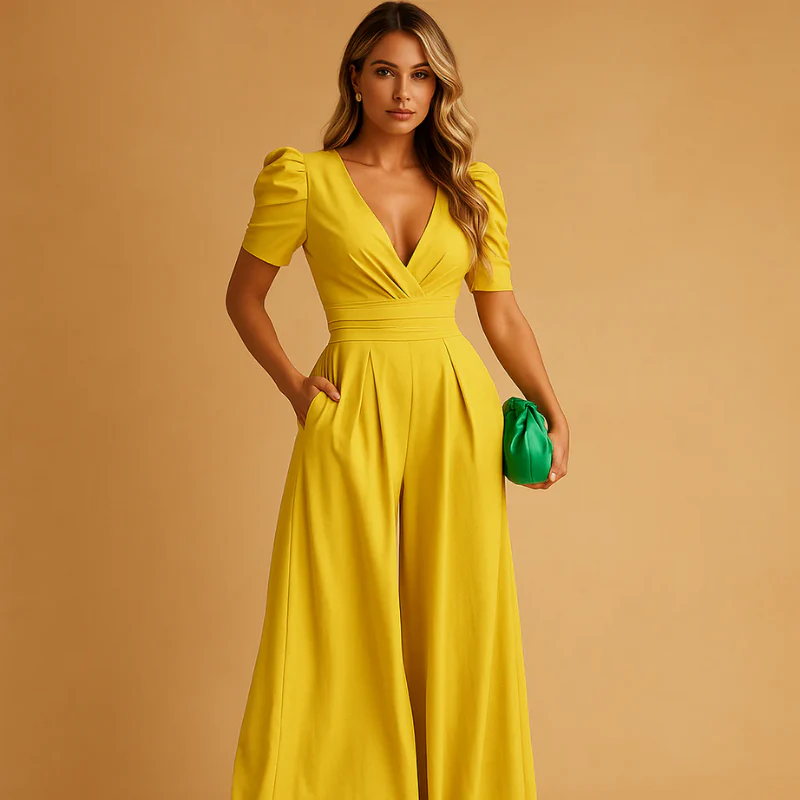 Eleganter V-Ausschnitt- Jumpsuit für Damen | Hochzeitsgäste - Image 2