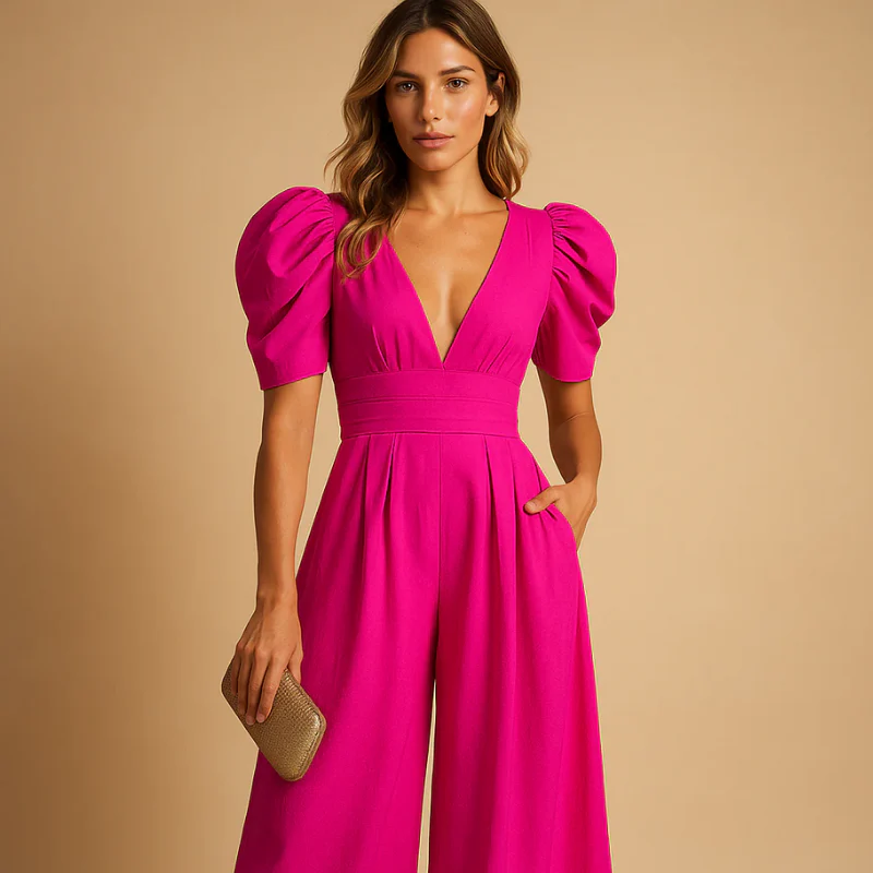 Eleganter V-Ausschnitt- Jumpsuit für Damen | Hochzeitsgäste - Image 4
