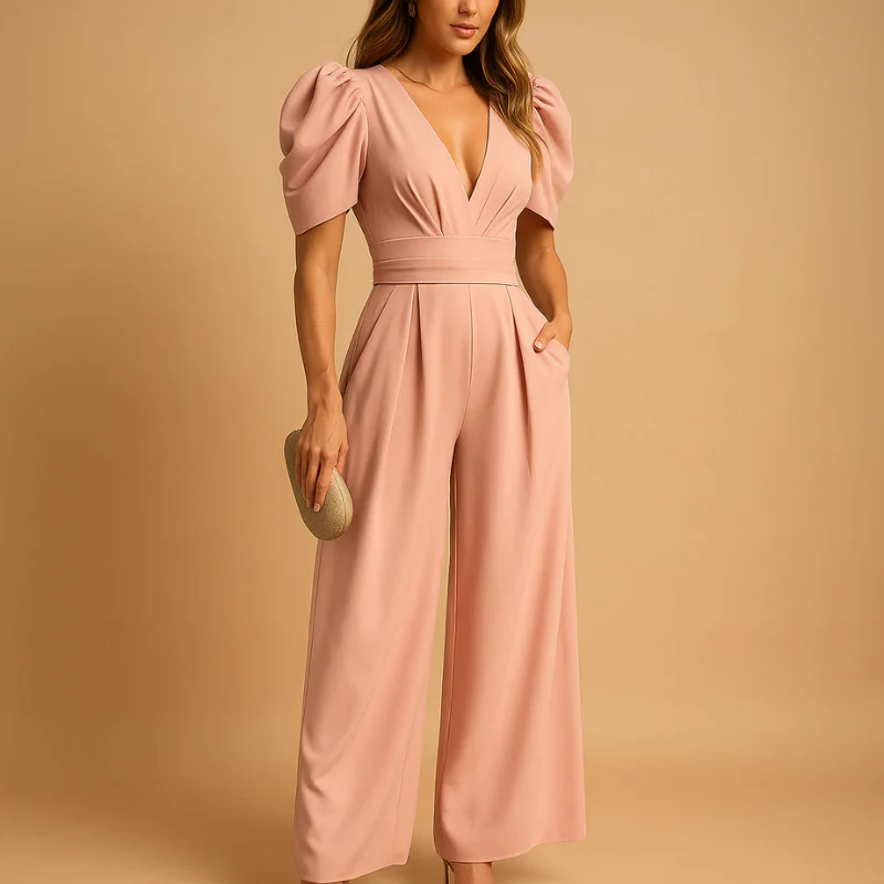 Eleganter V-Ausschnitt- Jumpsuit für Damen | Hochzeitsgäste - Image 5