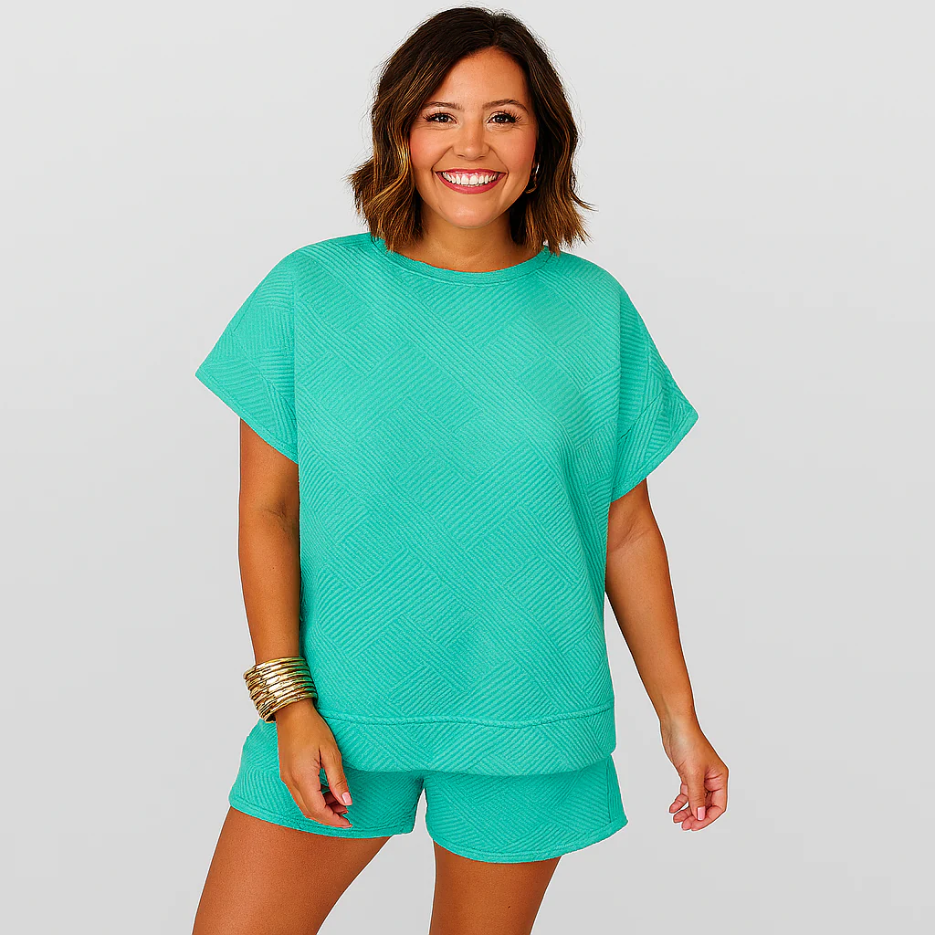 Elegantes 2-teiliges Set für Damen – Kurzarm-Crop-Top mit passenden Shorts - Image 11