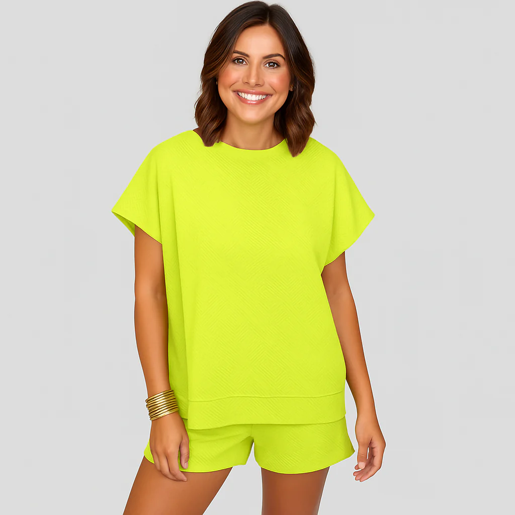 Elegantes 2-teiliges Set für Damen – Kurzarm-Crop-Top mit passenden Shorts - Image 13
