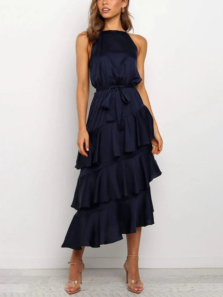 Elegantes blaues Maxi-Rüschenkleid - Gyuri - Image 2
