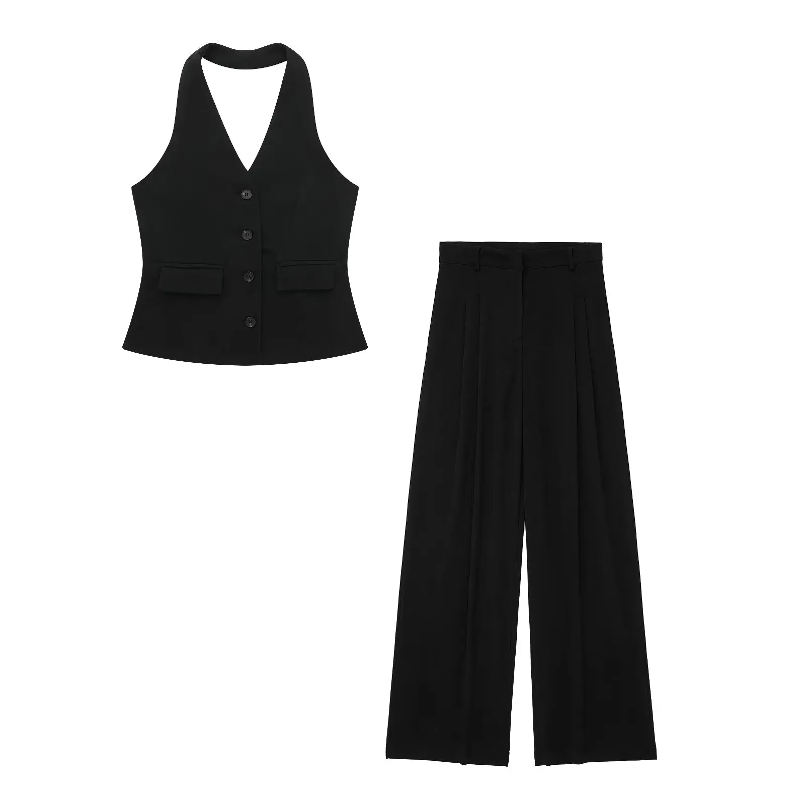 Elegantes Damen Neckholder Set Rückenfrei Slim-Fit Hose - Image 17