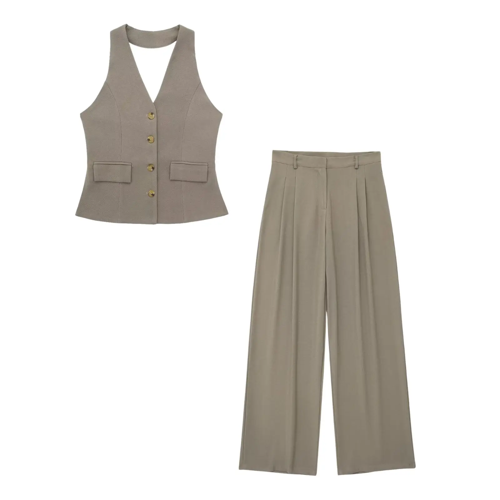 Elegantes Damen Neckholder Set Rückenfrei Slim-Fit Hose - Image 18