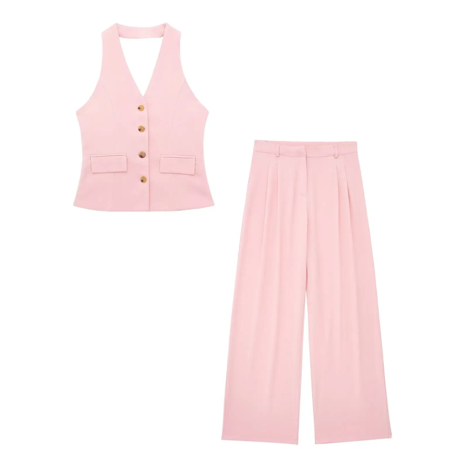 Elegantes Damen Neckholder Set Rückenfrei Slim-Fit Hose - Image 19