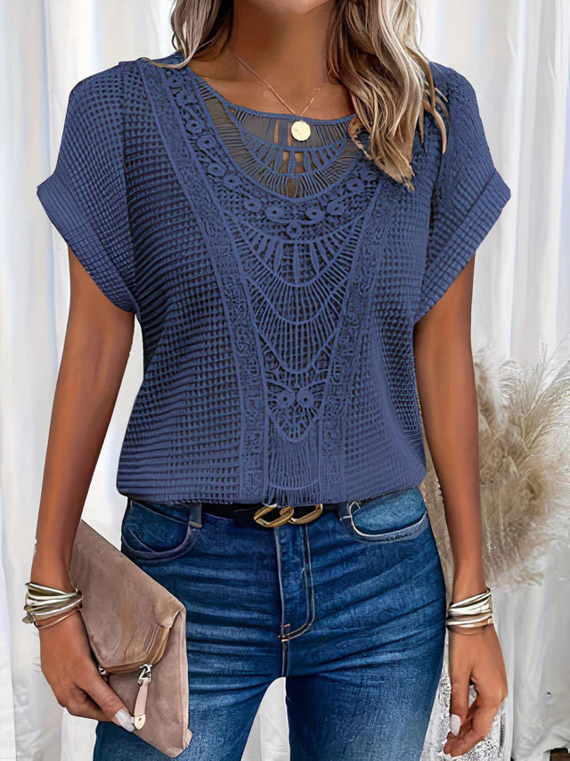 Elegantes Damen-Rundhals-Shirt mit Spitze für den Sommer - Sybella - Image 3