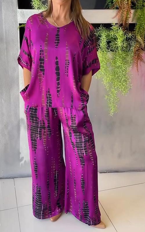 Elegantes Damen Satinanzug Set Rundhals - Image 7