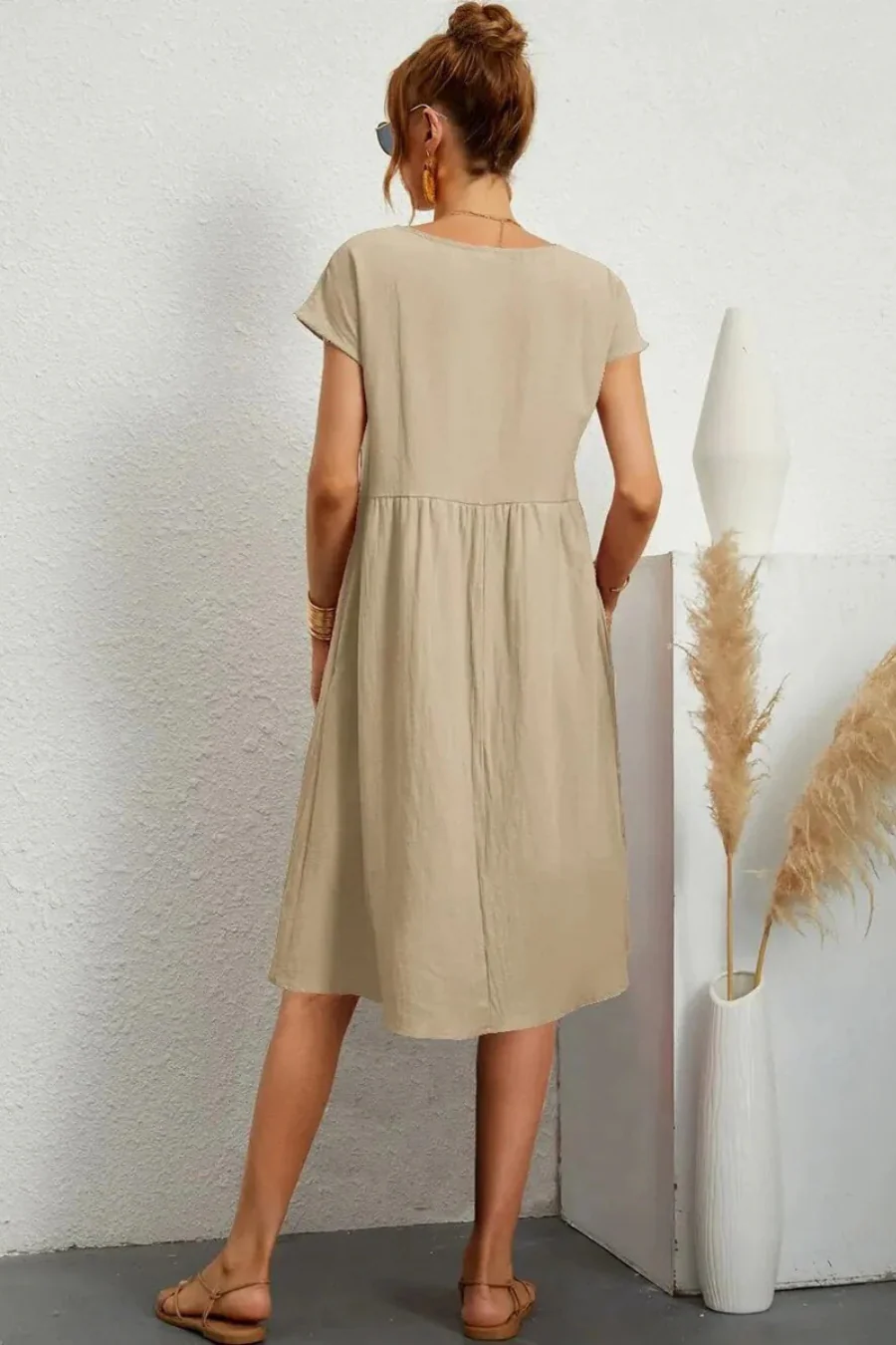 Elegantes Damen Sommerkleid mit Tasche | Midi - Image 3