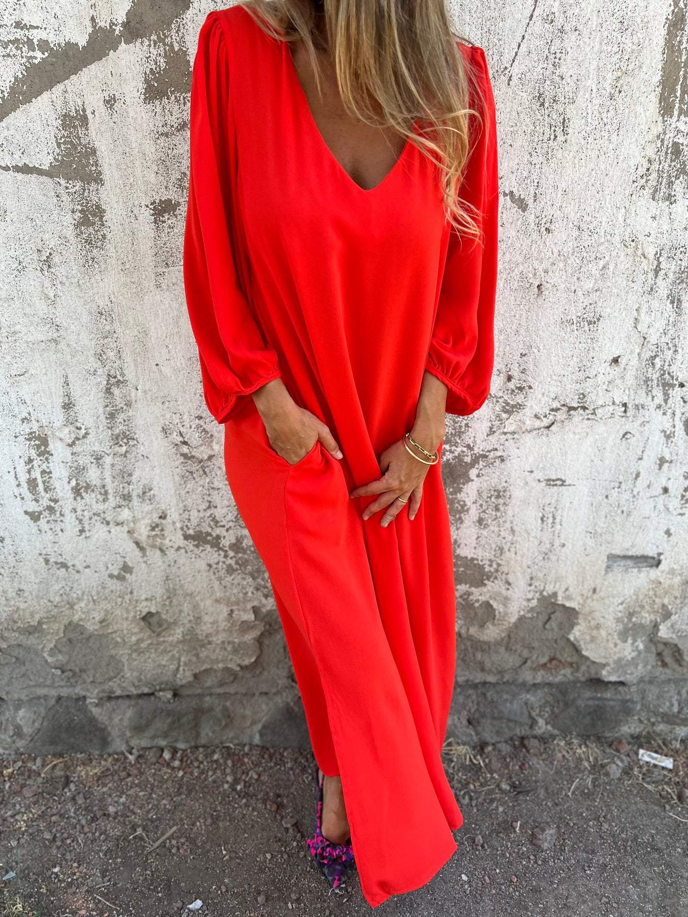 Elegantes Damen V-Ausschnitt Maxikleid - Image 2