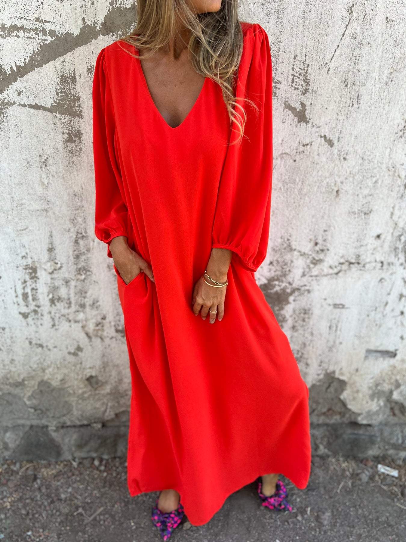 Elegantes Damen V-Ausschnitt Maxikleid - Image 9