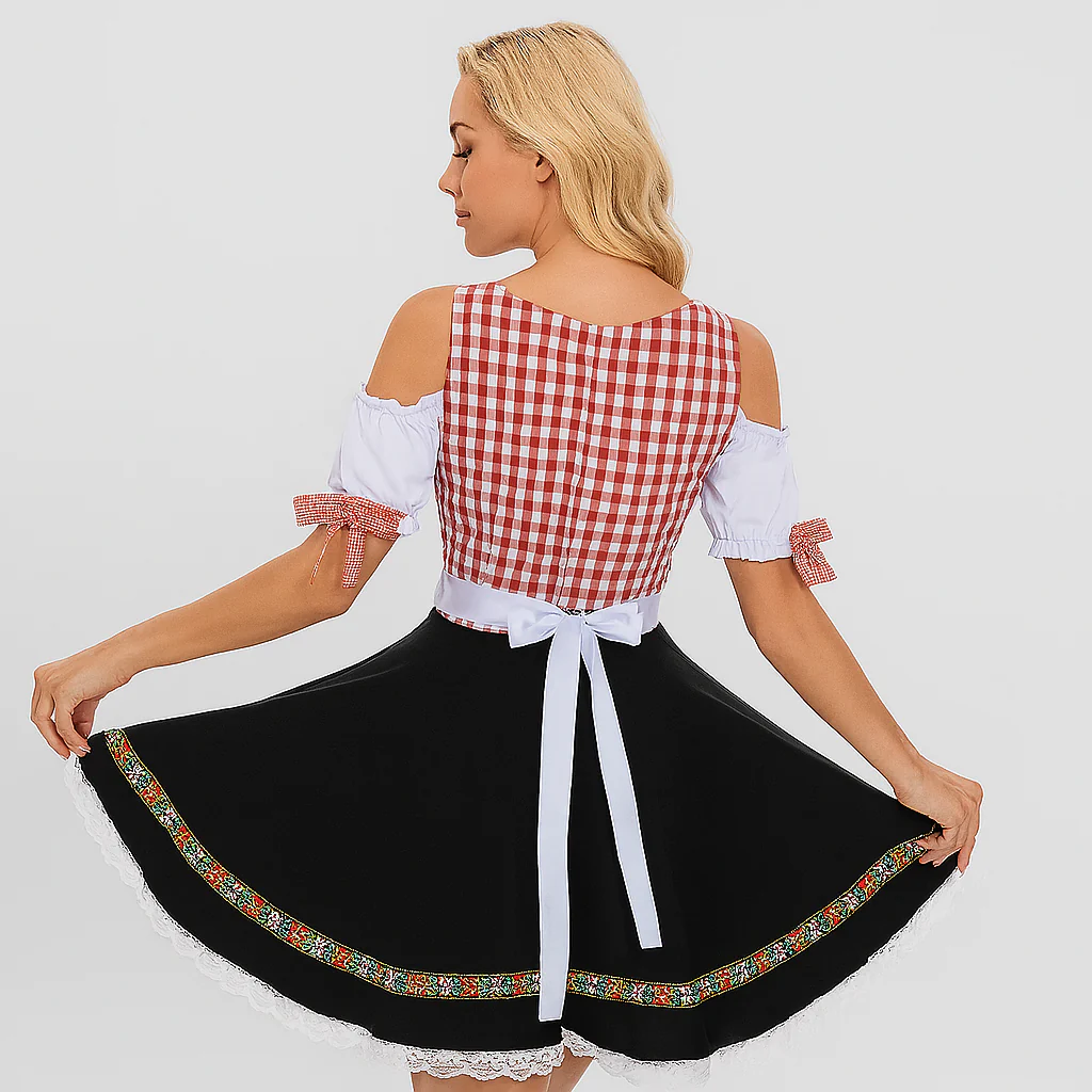 Elegantes Dirndl Damen – Mit Spitzenbesatz & Rückenschleife im traditionellen Bayern-Stil - Image 2