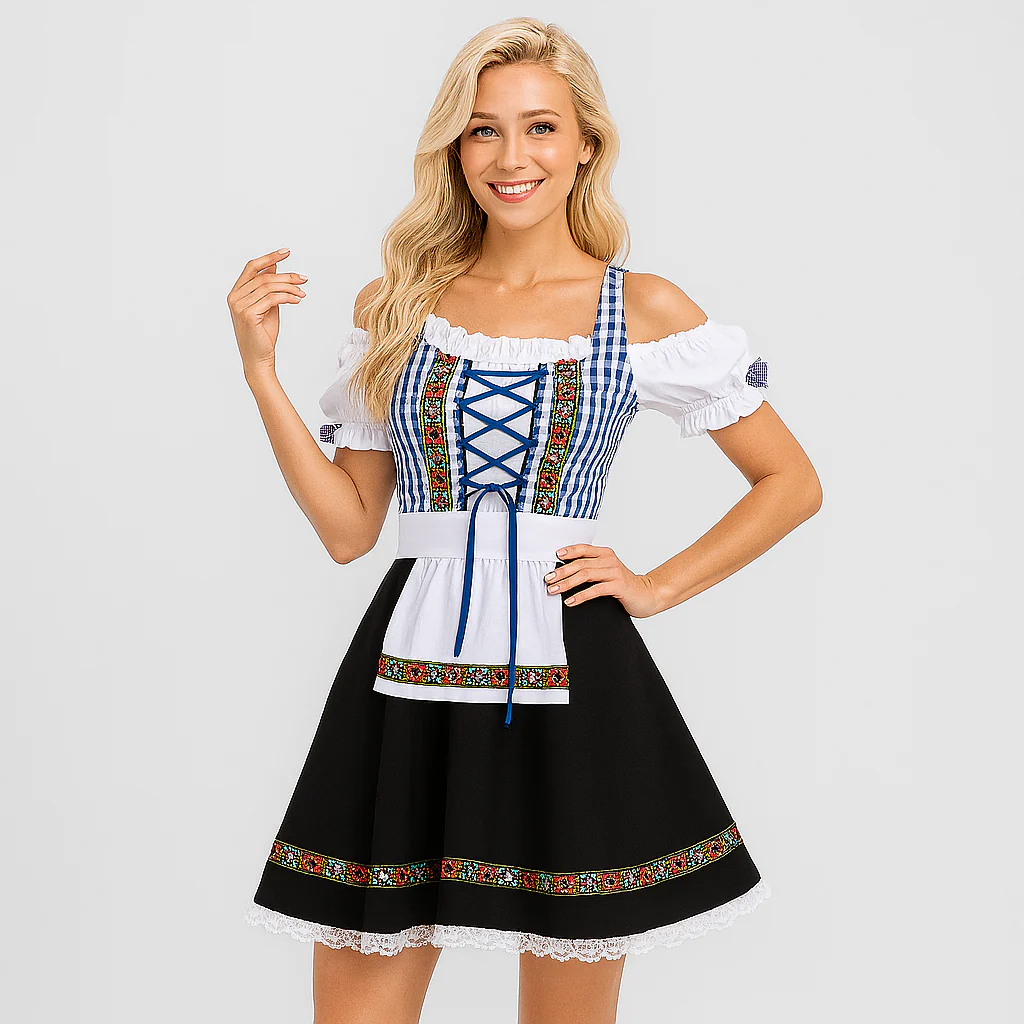 Elegantes Dirndl Damen – Mit Spitzenbesatz & Rückenschleife im traditionellen Bayern-Stil - Image 4