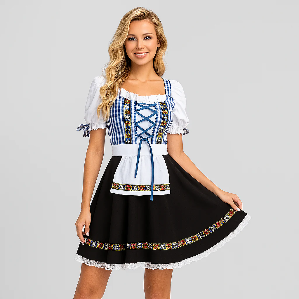 Elegantes Dirndl Damen – Mit Spitzenbesatz & Rückenschleife im traditionellen Bayern-Stil - Image 5