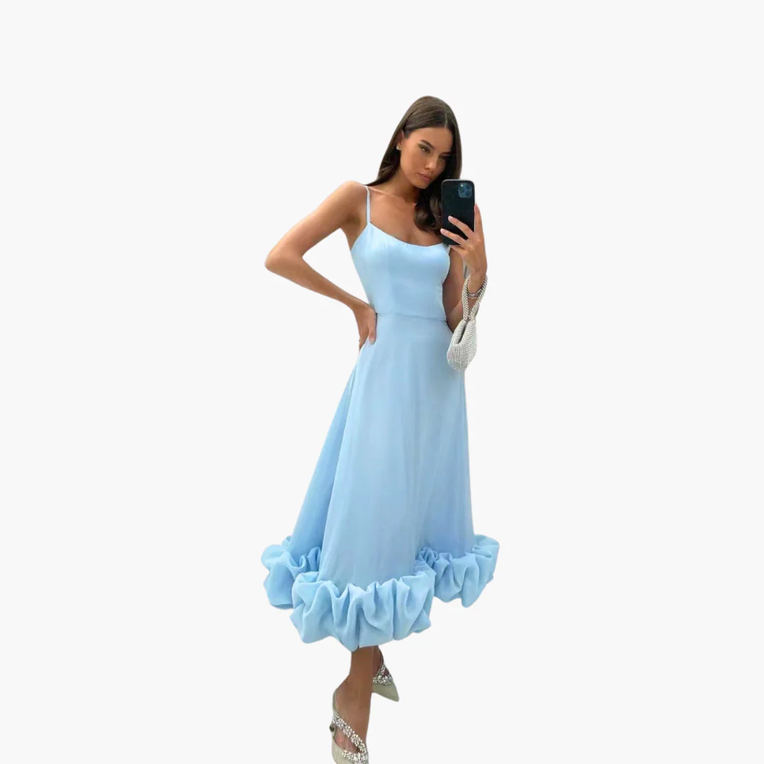 Elegantes fließendes Kleid für Frauen - mit Rüschen am Saum - Image 10