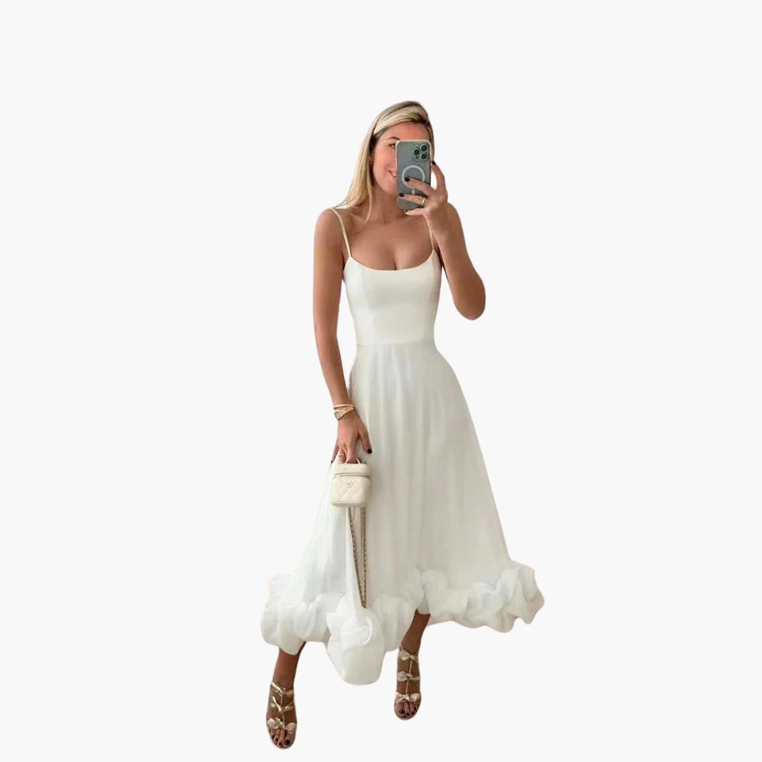 Elegantes fließendes Kleid für Frauen - mit Rüschen am Saum - Image 4