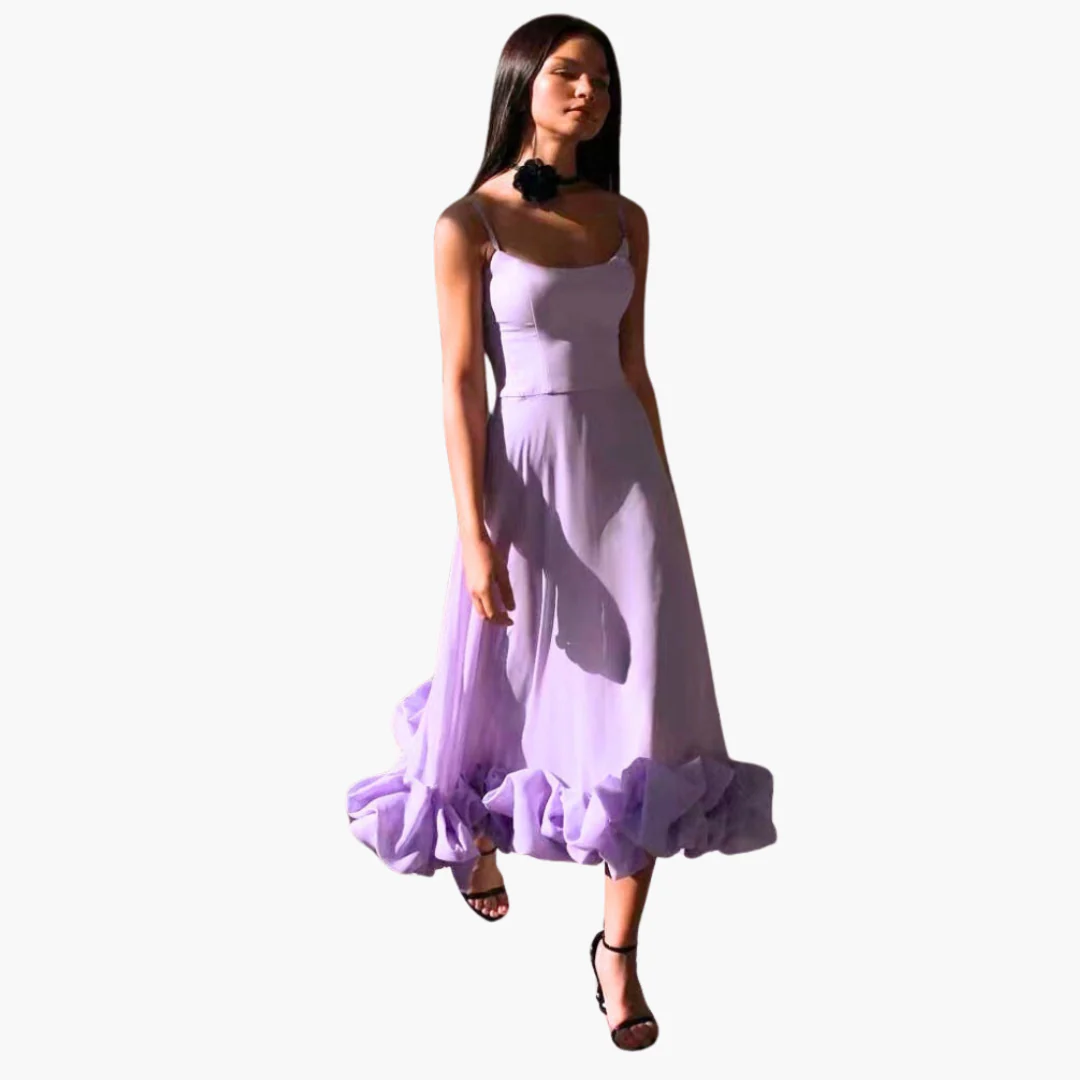 Elegantes fließendes Kleid für Frauen - mit Rüschen am Saum - Image 6
