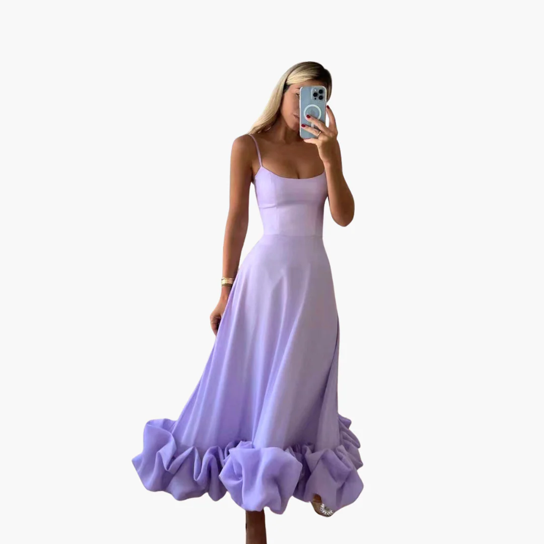 Elegantes fließendes Kleid für Frauen - mit Rüschen am Saum - Image 7