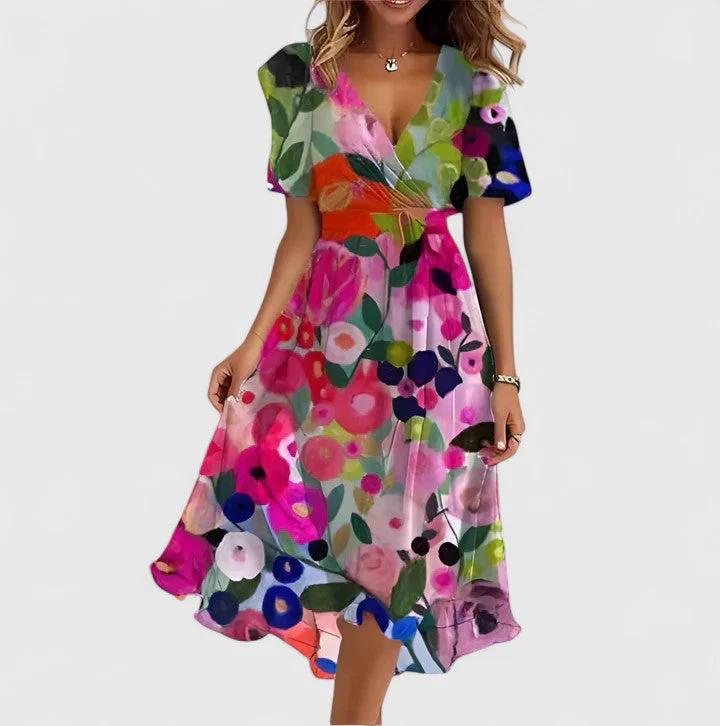 Elegantes kurzes Kleid für Frauen | Blumenmuster | Sommerkleid - Image 7