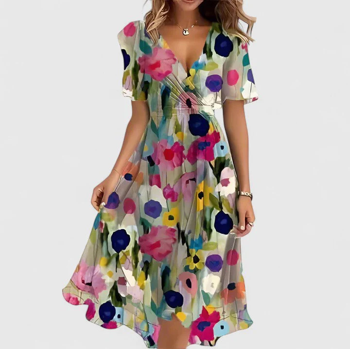 Elegantes kurzes Kleid für Frauen | Blumenmuster | Sommerkleid - Image 8