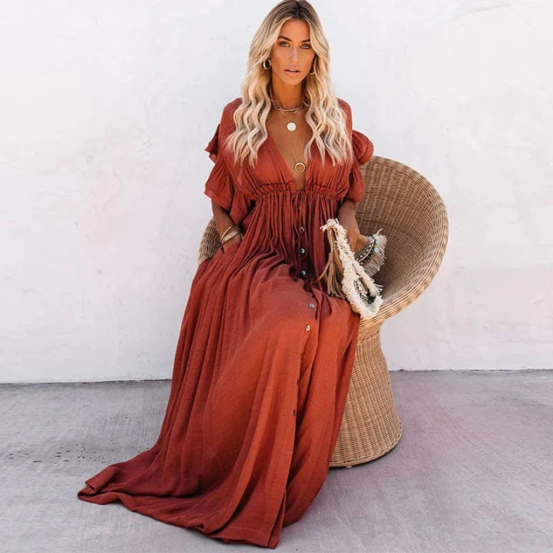 Elegantes langes Bohème-Sommerkleid für Damen | Maxi - Image 3